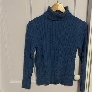 Vintage LL Bean Women's Blue Cable Knit Turtleneck Sweater